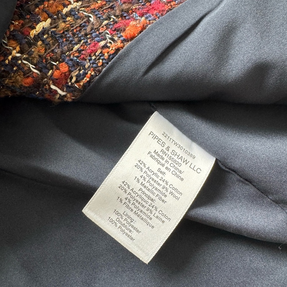 Veronica Beard 10 Doris Tweed Dickey Jacket Navy Multi Rust - Picture 9 of 10